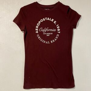 Aeropostale California Graphic Tee Size Small | Maroon Classic Crew T-Shirt 1987